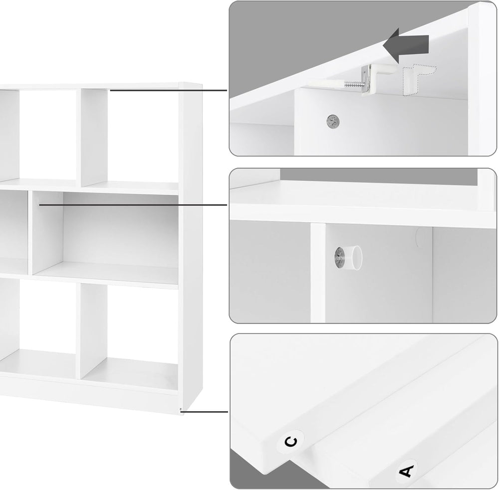 VASAGLE Bookcase, Bookshelf, Freestanding Storage Unit, 8 Open Compartments, ...