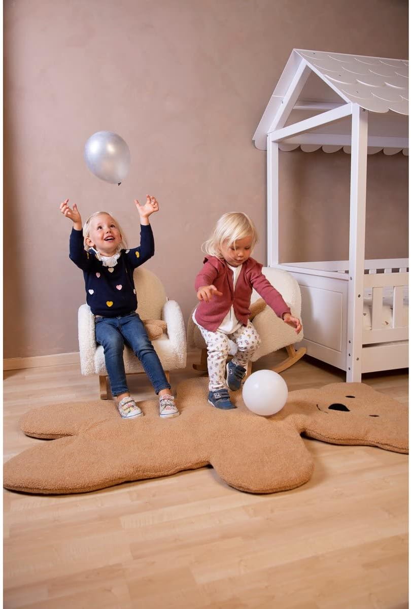 Reatowrol Childhome - Rocking Chair for Children - Super Soft Teddy Fabric, Antique White Natural 52 x 45 x 51 cm, Twin
