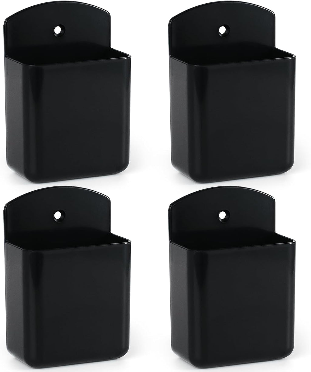 4 Pcs Remote Control Holder Wall Mount, TV Controller Holder, Self Adhesive Remote Holder, Wall Pen Holder Storage Accessories for Home Office School (Black)