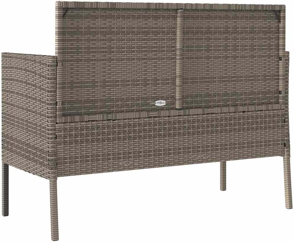 Gray Poly Rattan Patio Storage Bench with Cushion, Outdoor Seat with Waterpro...
