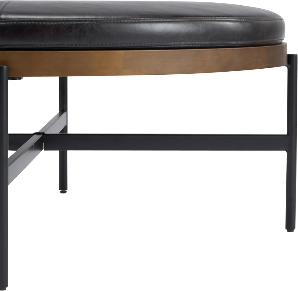 Christopher Knight Home Neapo Modern Round Ottoman Coffee Table, Faux Leather...