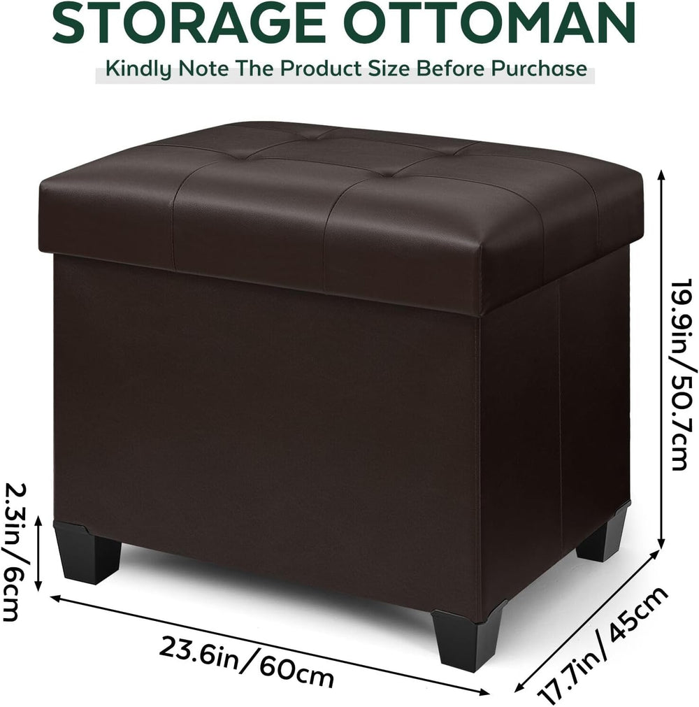 Ottoman with Storage, Rectangular Storage Ottoman, Faux Leather Ottomans with...
