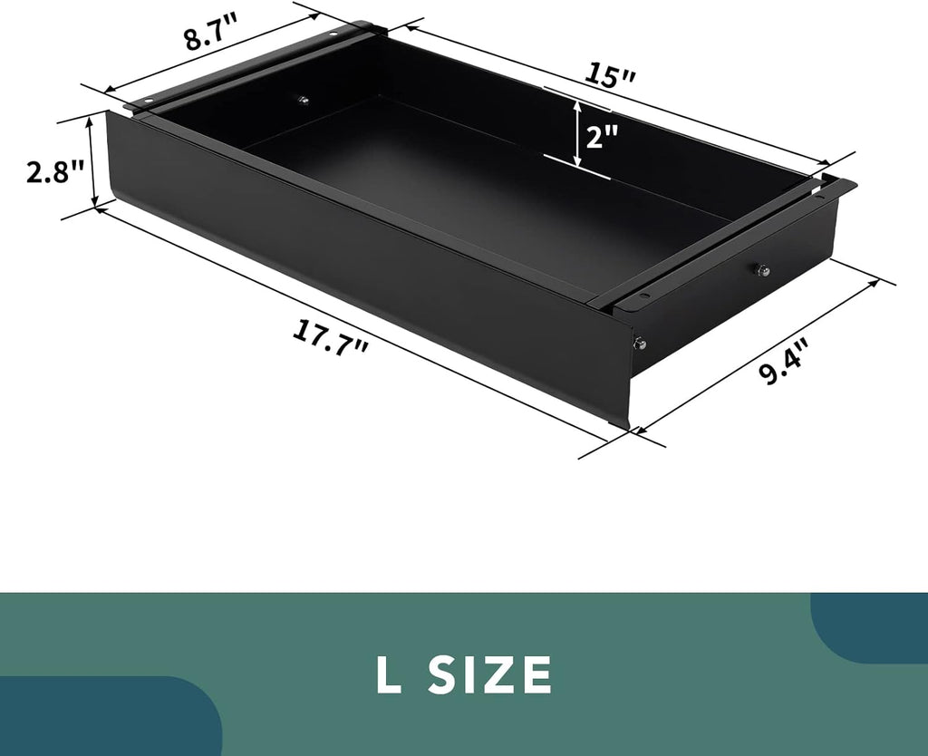 FLEXISPOT Under Desk Pull-Out Drawer Standing Desk Storage Organizer, Sliding Security Workstation Drawers (L, Black)