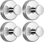 Suction Cup Hooks for Shower No-Drill Bathroom Hooks for Towels, Robes, Loofah Mountable on Bathroom Walls, Kitchen, Glass, Mirrors,Tile,Smooth Non-Porous Surfaces,Removable,4pcs,Chrome Polished