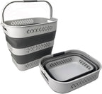 SAMMART 40L (10.5 Gallon) Collapsible Plastic Laundry Basket with Handles - Foldable Pop Up Storage Container/Organizer - Portable Laundry Hamper - Space Saving (2, Grey)