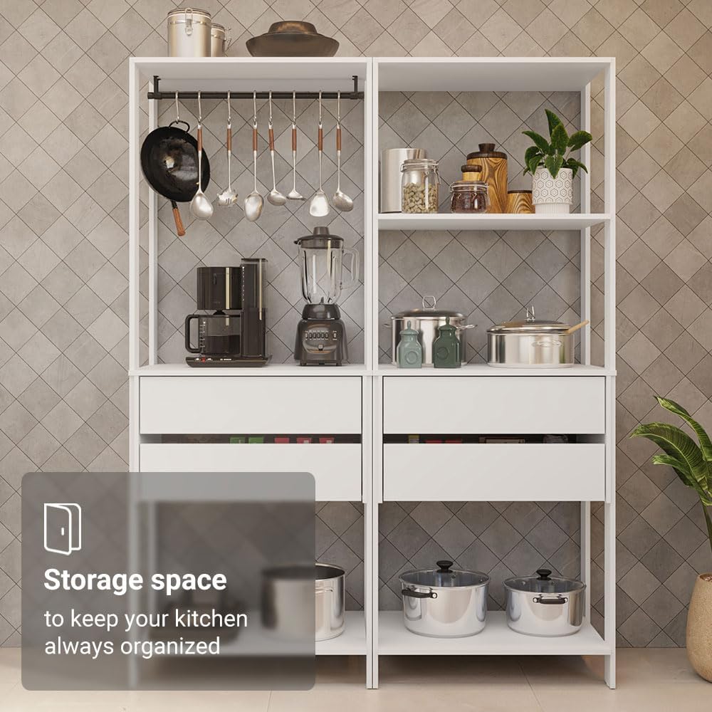 Madesa Kitchen Pantry Storage Rack with 4 Drawers, 5 Shelves and Hanging Spac...
