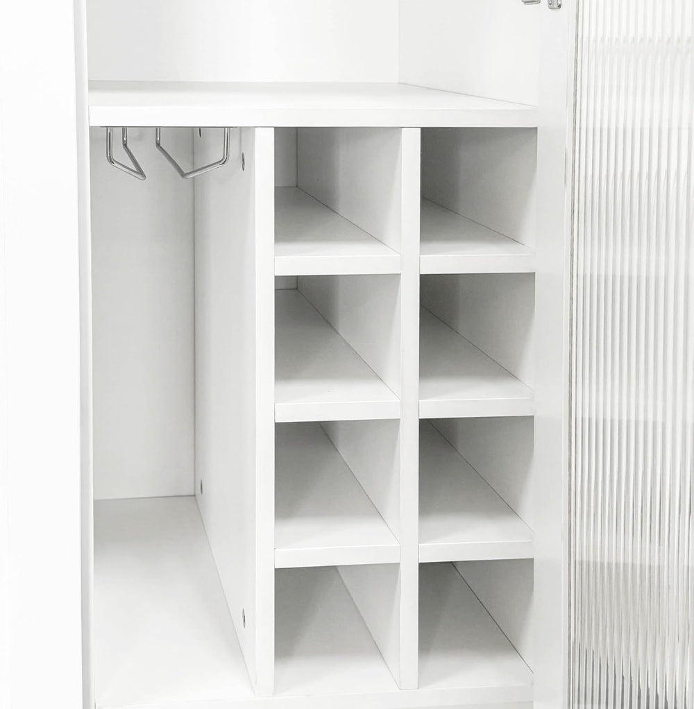 Kitchen Pantry Cabinet with Pull-Out Shelves, Farmhouse Storage Cabinet with ...