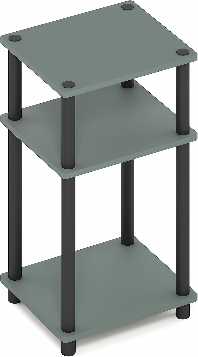 Furinno JUST Side Table, 3-Tier End Table, Open Shelves Night Stand, Bedside Table, Toolless Assembly, for Living Room, Bedroom, Bathroom, Sage Green