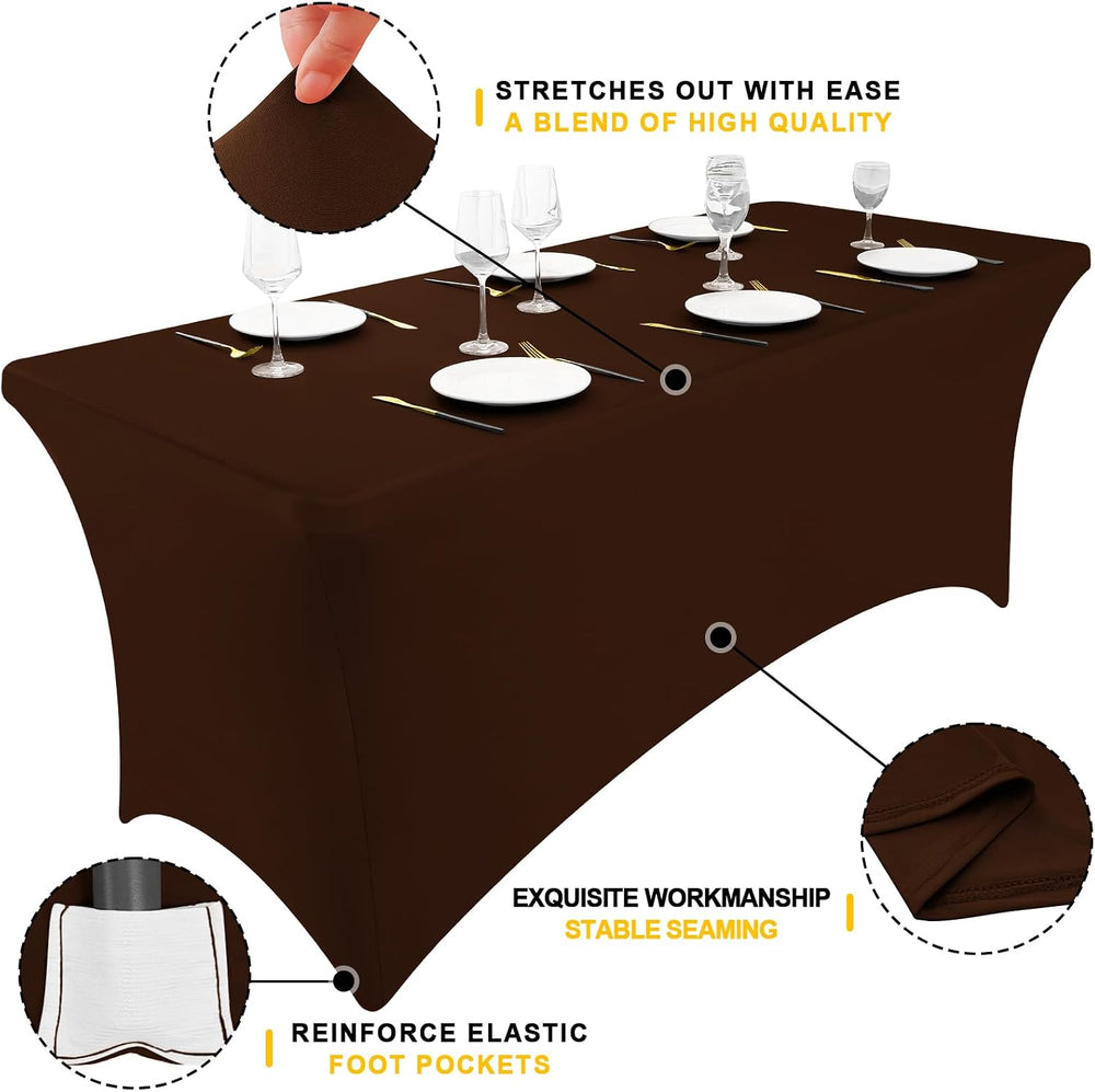 Smiry 2 Pack Spandex Table Cloth 8FT, Elastic Fitted Coffee Tablecloth