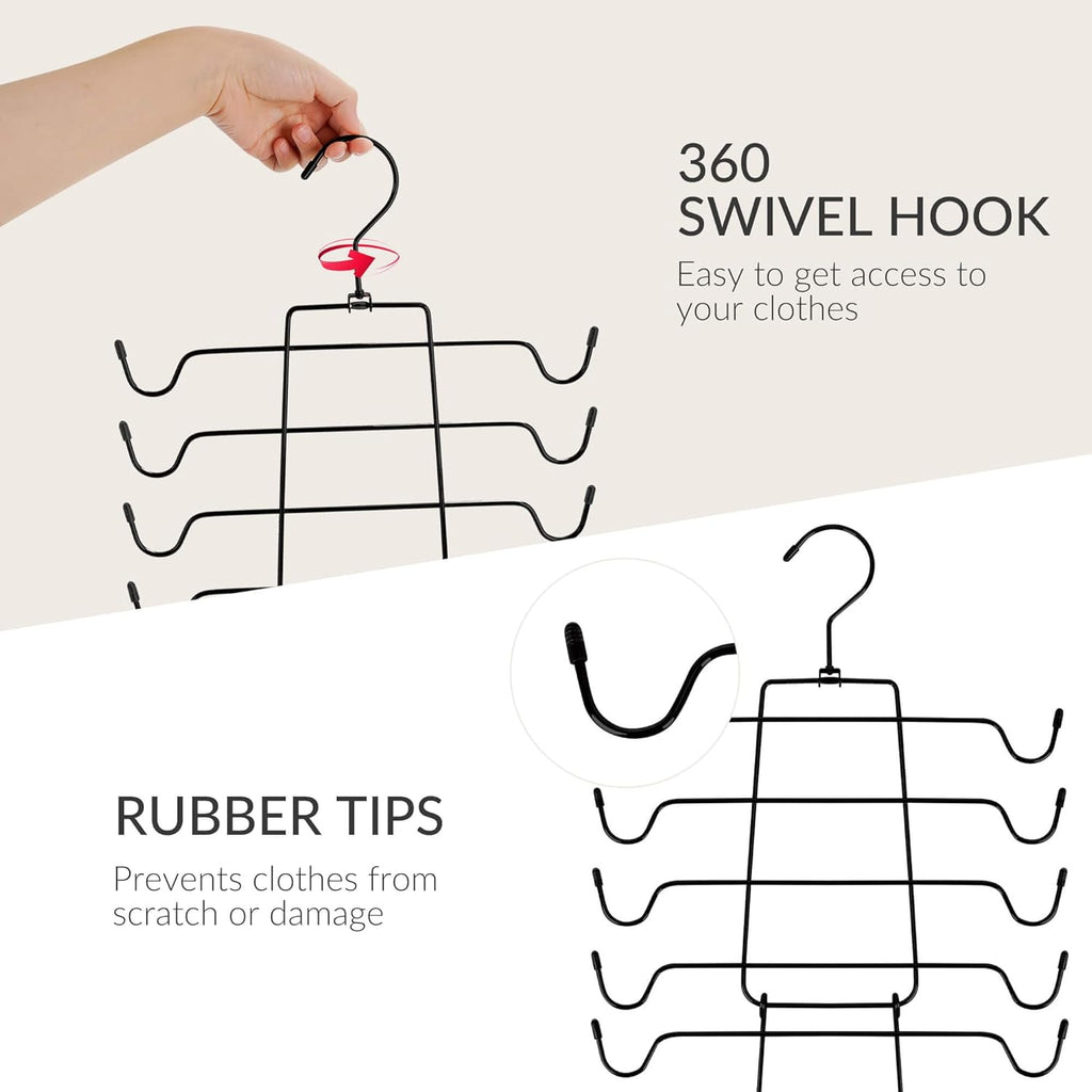 ZEDODIER 3 Pack Tank Top Hanger Space Saving, Bra Hangers for Closet Organizer, Hanging Bra Organizer Tank Tops Holder with 24 Hooks, Metal Closet Organizers and Storage Small Space Solutions, Black