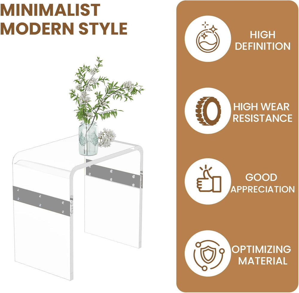 Dethan Clear Acrylic Accent Table, 16.3" x 12.0" x 18.1" U-Sha...