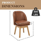 Wahson Upholstered Dining Chairs Set of 2, Modern Faux Leather Dining Room Chairs with Solid Wood Legs & Double-Padded Seat, Swivel Accent Desk Chair for Kitchen Dining Room Restaurant - Brown