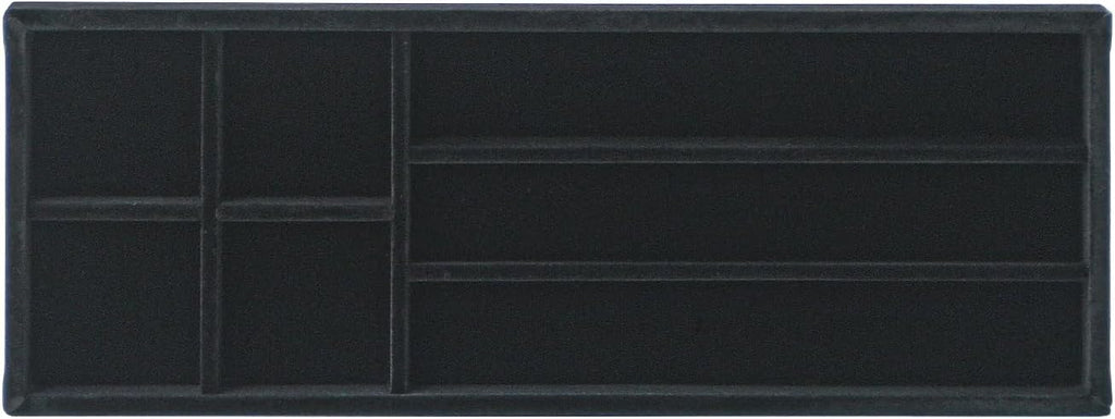 Divided Drawer Organizer Tray, Velvet Jewelry Storage Tray, Necklace Bracelet Ring Earring Display Tray,Bedside Nightstand Desk Holder Tray for Phone Watch Sunglasses Cosmetics Storage/Black/7grid