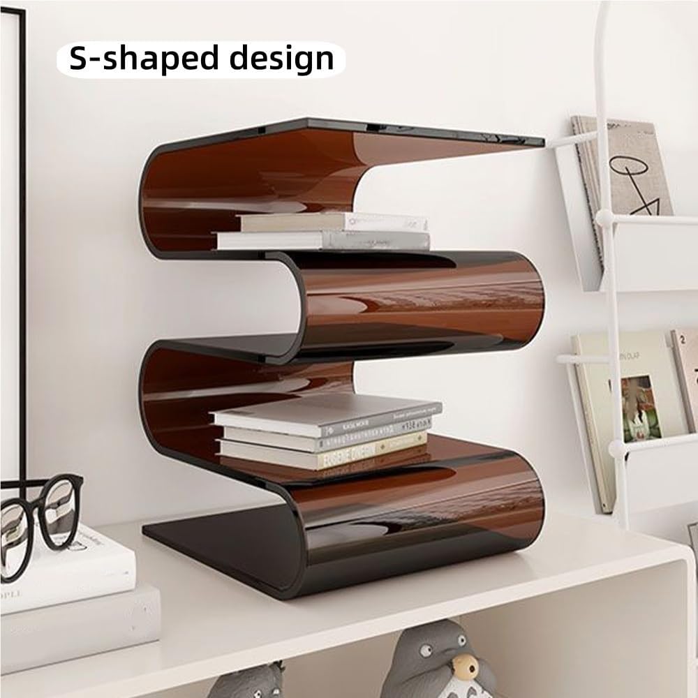 Modern Acrylic Side Table, S-Shaped End Table, Minimalist Coffee Table, Night...