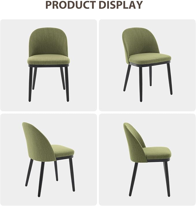Garvee Wooden Dining Chairs Set of 6, Upholstered Kitchen Dining Room Chair, Modern Linen Fabric Farmhouse Dinner Chair with Leveling Feet/High Backrest Support for Dining Room, Living Room,Green