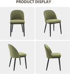 Wooden Dining Chairs Set of 6,Upholstered Kitchen Dining Room Chairs with Curved Backrest and Wood Leg,Modern Fabric Farmhouse Dinner Chair for Restaurant/Cafe,Green