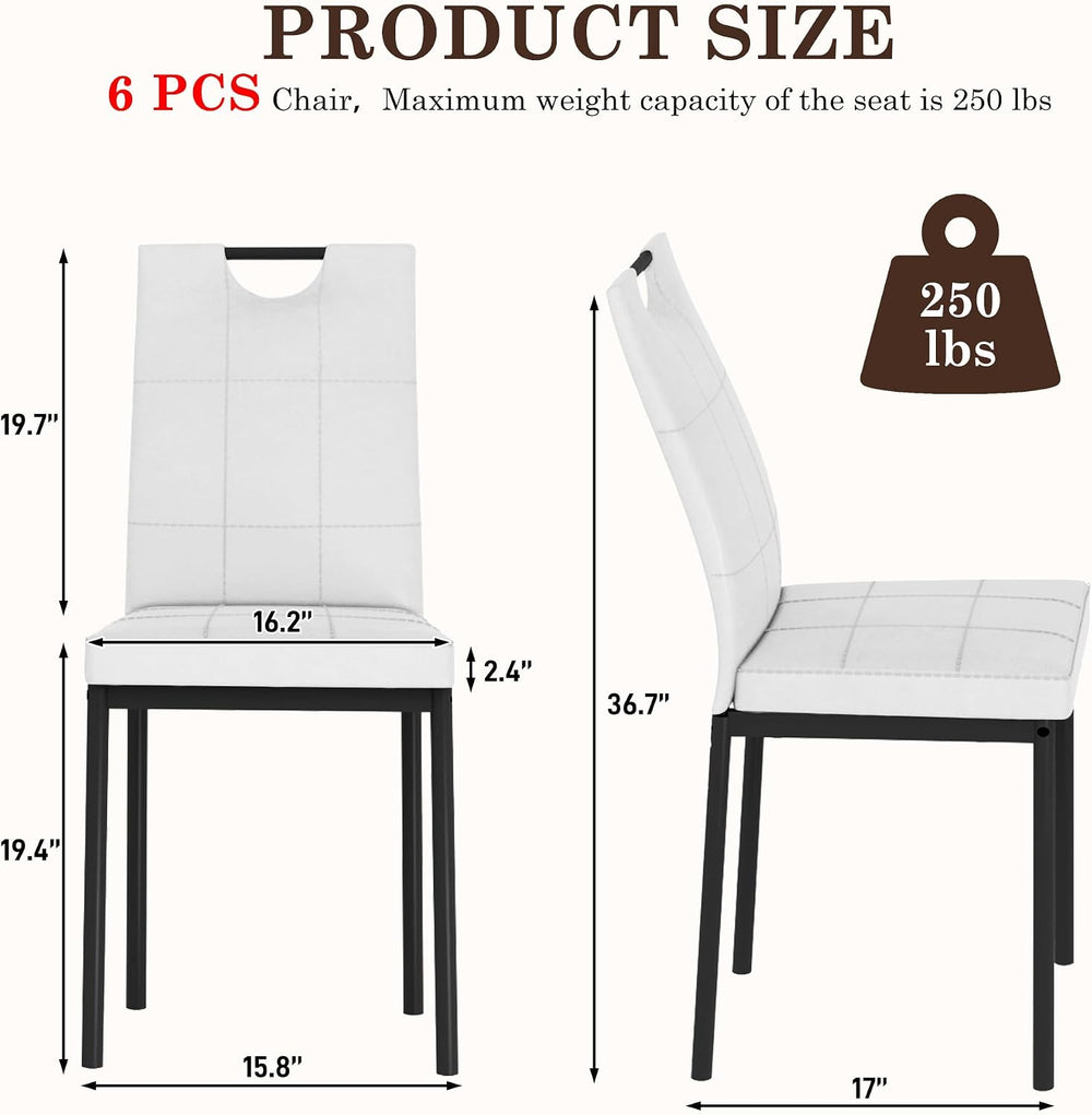 chartustriable 7PCS Dining Table Set with 6 Chairs for 4 5 6 People, 71"...