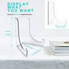 Boloyo Flat Back Acrylic Plate Display Stand , 4.5 Inch 5PC Clear Acrylic Display Holder Easel Base for Home Office Kitchen School Art Display