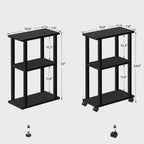 TUTOTAK Small Side Table, Narrow End Table, Bedside Table, Couch Side Table with Wheels for Living Room or Bedroom, Black TB01BK061