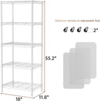 SINGAYE 5 Small Wire Shelves Kitchen Pantry Close Home Organizers and Storage Bathroom Shelf Laundry Room Organization Adjustable Book Metal Garage Shelving Unit
