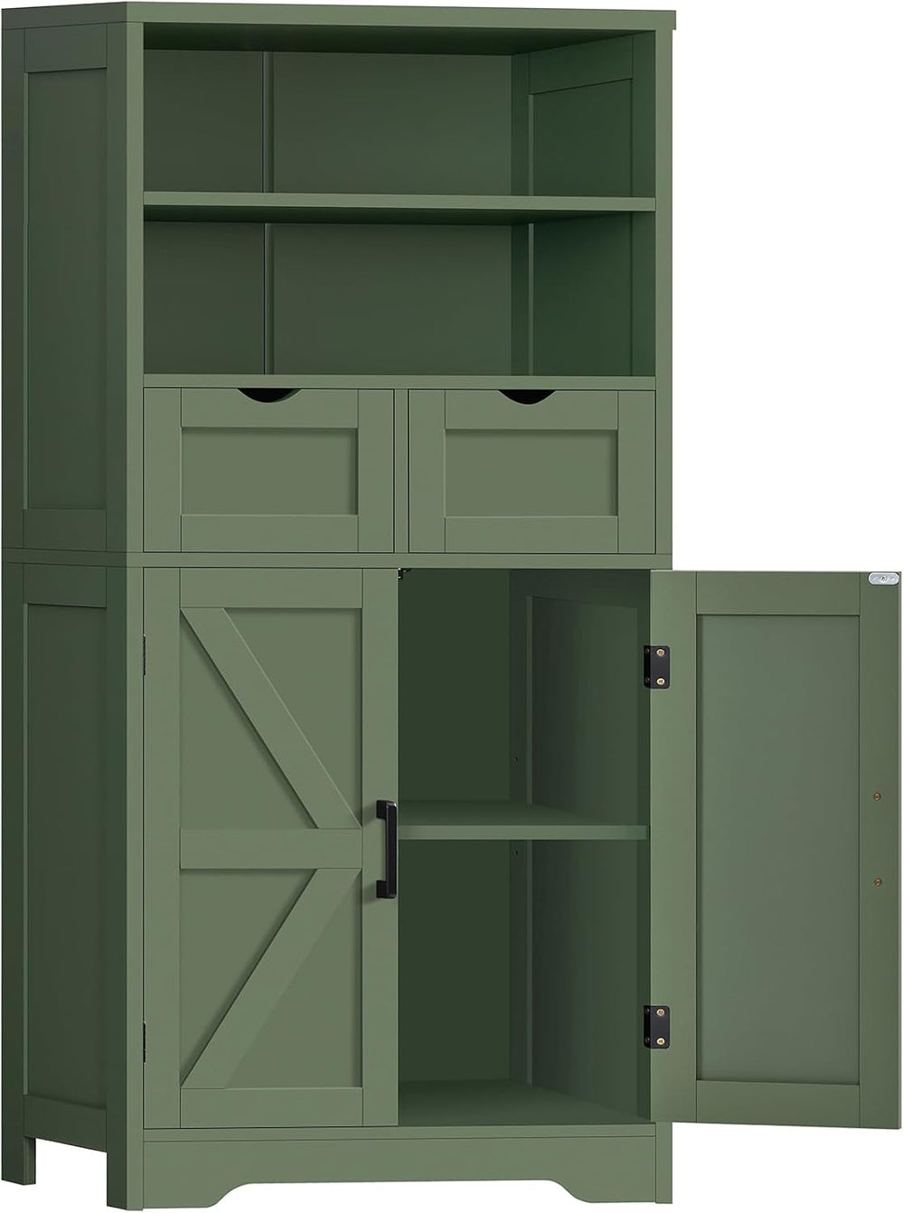 TEENFON Bathroom Cabinet with Adjustable Shelf & 2 Drawers, Farmhouse Sto...