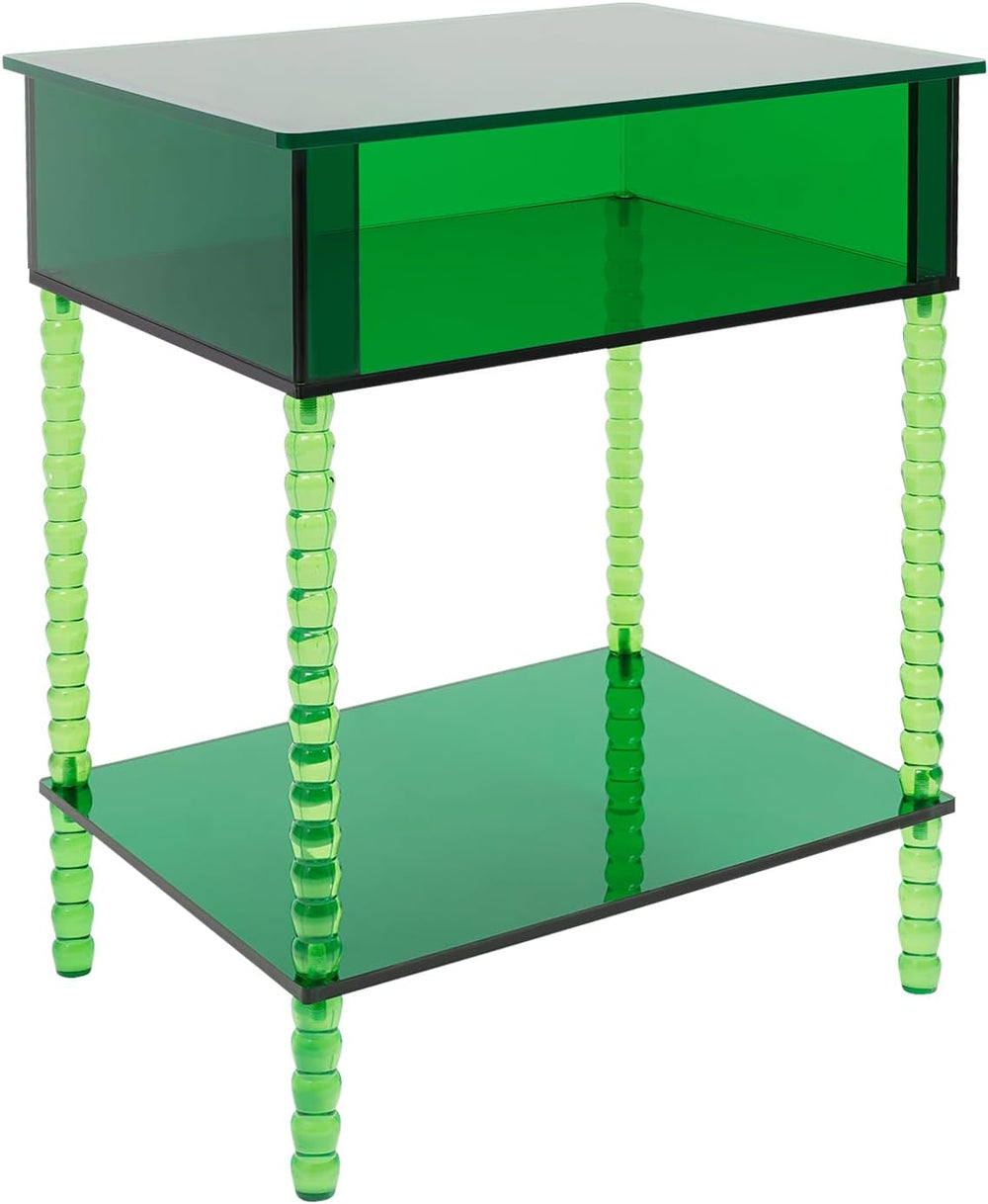 3 Tier Side Table, Acrylic End Table with Storage Shelf, Floorstanding Nights...