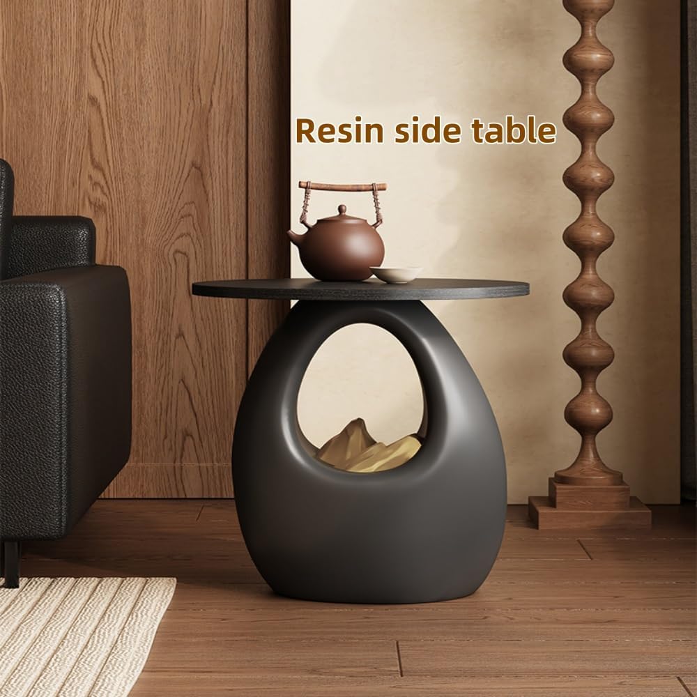 Round Side Table, Nightstand, Stylish Sofa Accent Table, Suitable for Living ...