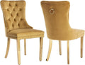Luxury Upholstered Dining Chairs Set of 2, Yellow Kitchen Chair with Golden Metal Legs, Velvet Tufted Back Dining Chair, Sillas de Comedor, Modern Kitchen & Dining Room Chairs (Gold, 2 Pcs)