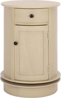 SAFAVIEH Furniture - Tabitha 1-Drawer Accent Table - Sand - Solid Wood - Farmhouse Storage Design - Ideal for Living Room, Entryway, Home Office, 17.7"W x 17.7"D x 26"H - Fully Assembled (AMH5712G)
