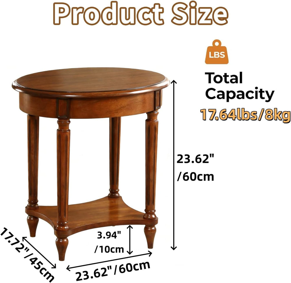 YUNMUARY-Oval End Table Cherry Finish Wood Side Table with Storage Shelf,Mode...