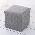 PRETYZOOM Foldable Storage Stool 11.8 Inch Square Cloth Cube with Lid Multifunctional Storage Footstool for Home Organization and Seating