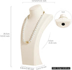 GemeShou Beige necklace storage organizer for sale, Velvet necklace holder stand, jewelry bust display stands, Jewelry Mannequin for Countertop, Showcase【Beige-Medium height 10.43 inch】