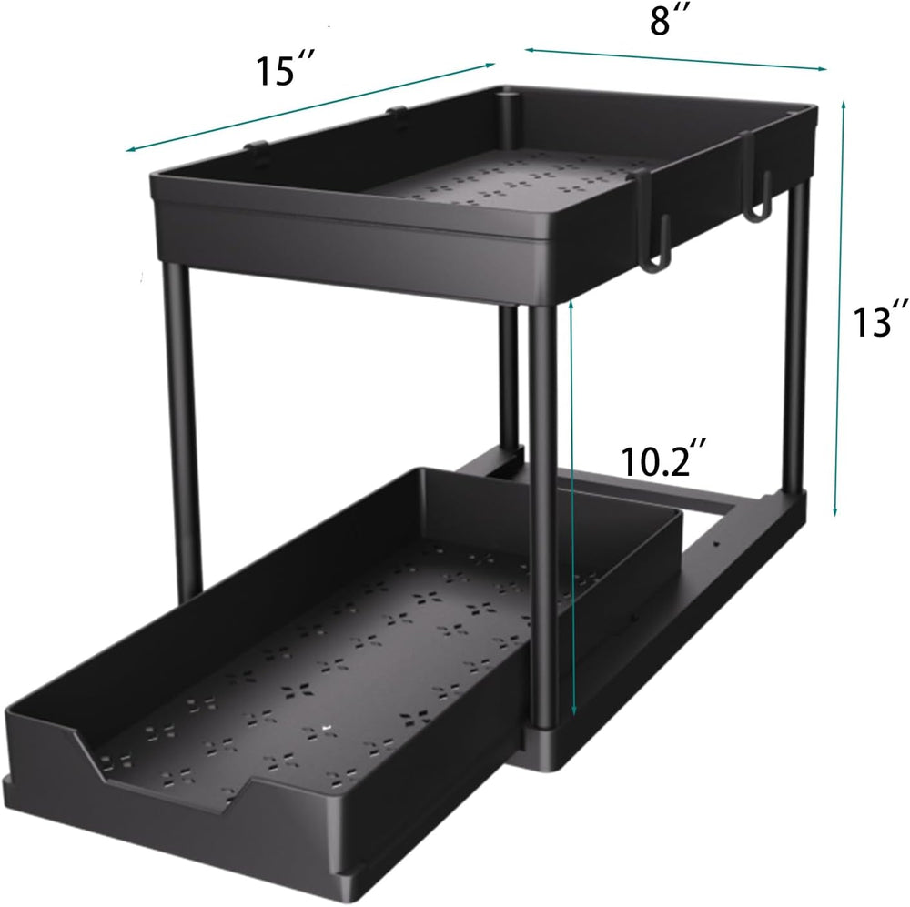 DEKAVA Under Sink Organizer 2 Pack, Bathroom Cabinet Organizer, 2 Tier Slidin...