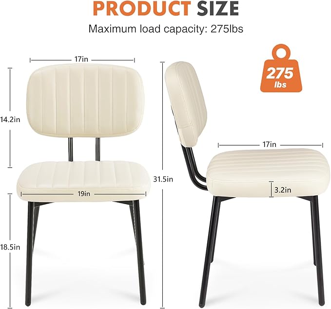 Sweetcrispy Dining Chairs Set of 2, Upholstered Mid Century Modern Kitchen Ac...