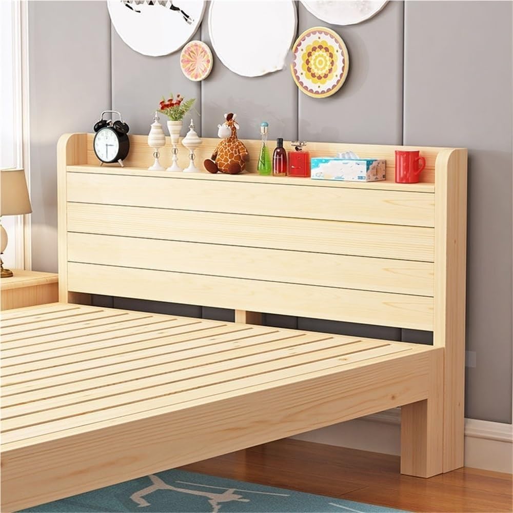 Wood Rustic Panel Headboard with Storage Shelf Single/Twin/Queen Size Modern ...