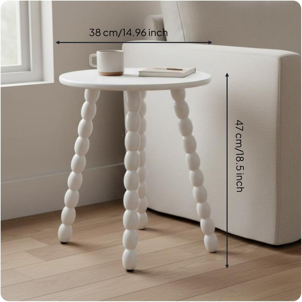 Qianly Round Bobbin Leg Table Solid Wood Bobbin Leg Side Table Space Saving V...