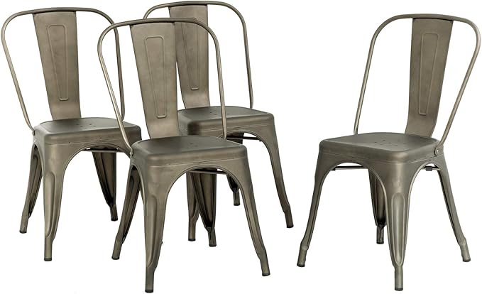 FDW Metal Chair Dining Chair Set of 4 Patio Chair Home Kitchen Chair 18 Inch ...