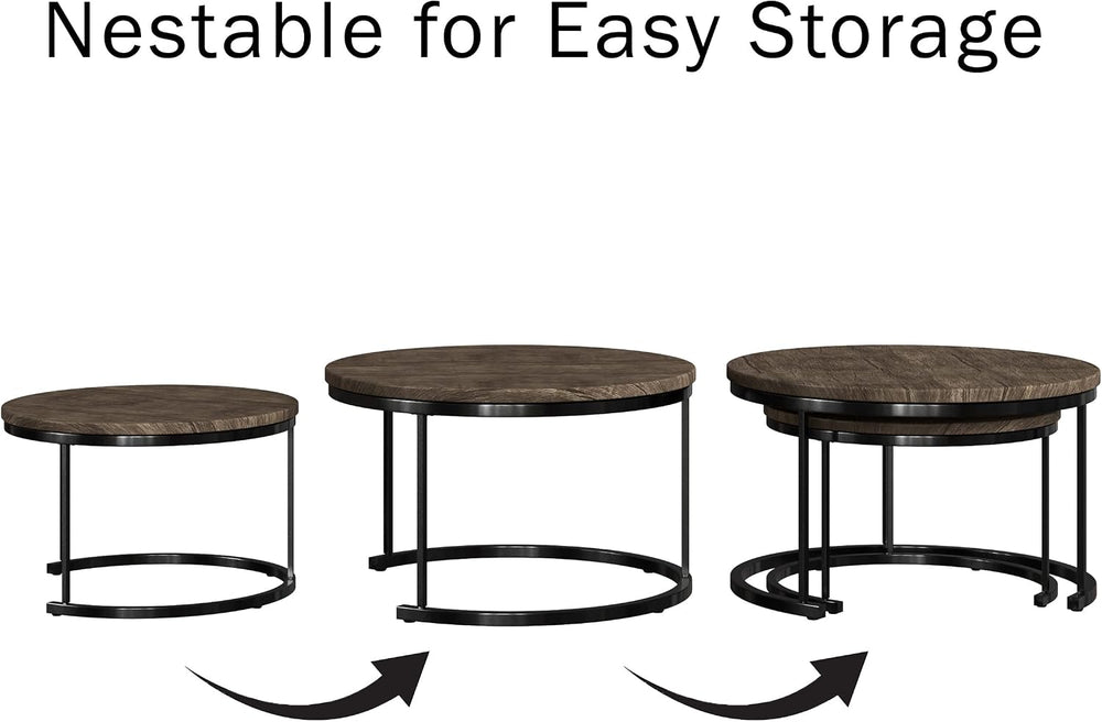 Round Coffee Table Set - 2-Piece Nesting Tables to Use Together or Separately...