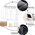 Large Acrylic 3-Slot Wall Mounted Smart Phone Charging Holder Station Clear Hanging TV Remote Controls Holder Media Organizer Wall Pansyling