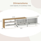 Tangkula Large White TV Stand for 80” TVs, Mid Century Modern Entertainment Center w/ 2 Open Shelves & 2 Flip Doors, Media Console Table w/Raised Metal Support Feet for Living Room (White, 1 pcs)