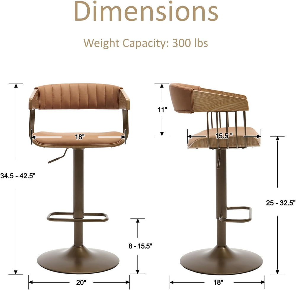 HEAH-YO Swivel Bar Stools Set of 2, Adjustable Counter Height Bar Stools with...