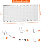 TORACK Metal Pegboard Wall Tool Organizer 24" x 24" or 12" x 48", 70 PCS Tools Storage Pegboard for Garage Peg Board Tool Organizer Board with Hooks for Workbench(Grey)