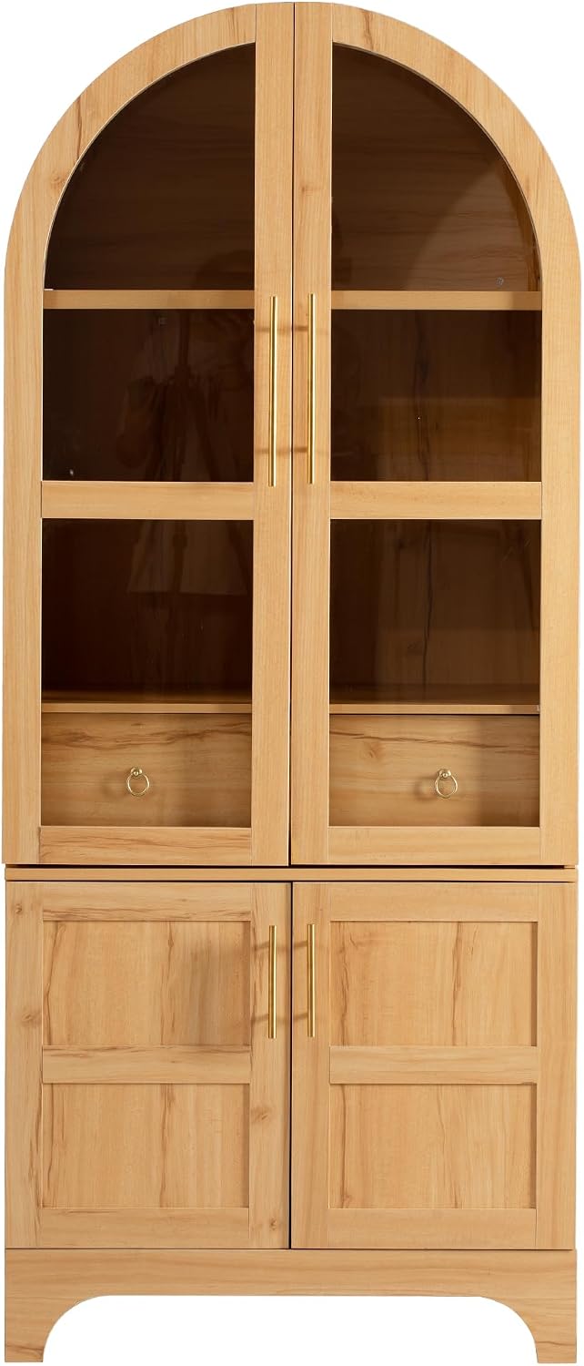 Modern 71" Tall Arched Kitchen Pantry with Door Shelves,Storage Cabinets...