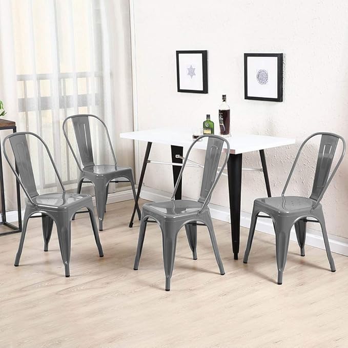 FDW Dining Chairs Set of 4 - Indoor/Outdoor, Metal, 18 Inch Seat Height, 330L...