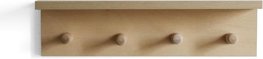 Entrance Coat Rack ，Coat Hooks, Wall-Mounted Wooden Hook Rack, Wall-Mounted Shelves are Very Suitable (Birch Colored Veneer)
