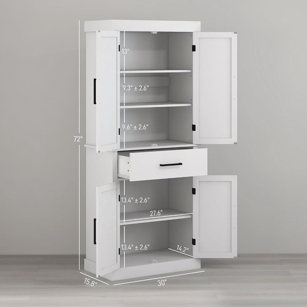 72" Tall Kitchen Pantry Storage Cabinet, Farmhouse Freestanding Sideboar...