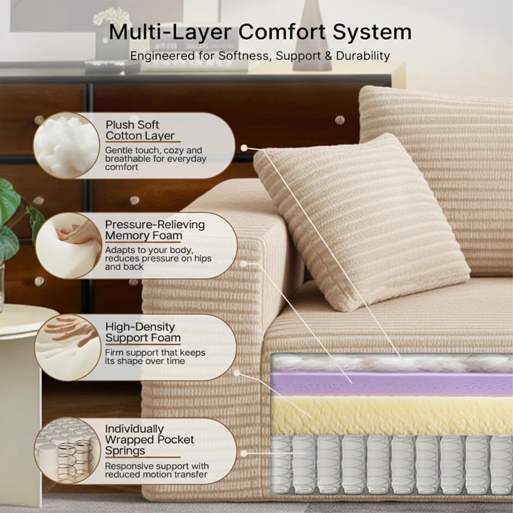Sofa Chair Memory Foam Reading Couch with Pillow Floor Lounger No Assembly