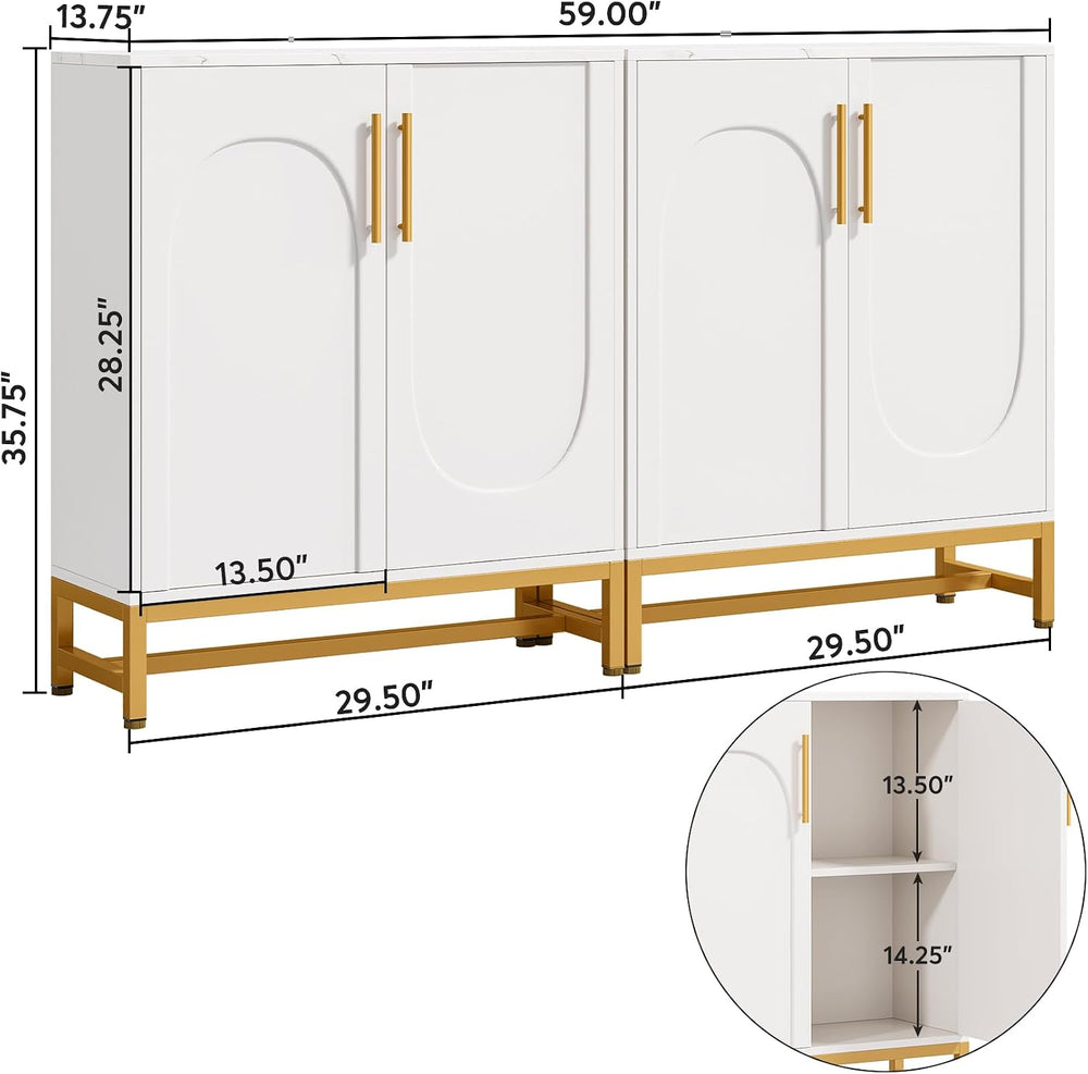 Tribesigns Modern Sideboards, Buffet Cabinet with 4 Doors and Adjustable Shel...