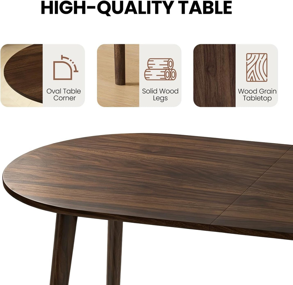 63" Oval Dining Table Set for 4 with Solid Wood Legs