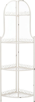 Safavieh PAT5013B Outdoor Collection Abarrane Antique White Wrought Iron 4-Tier Corner Shelf